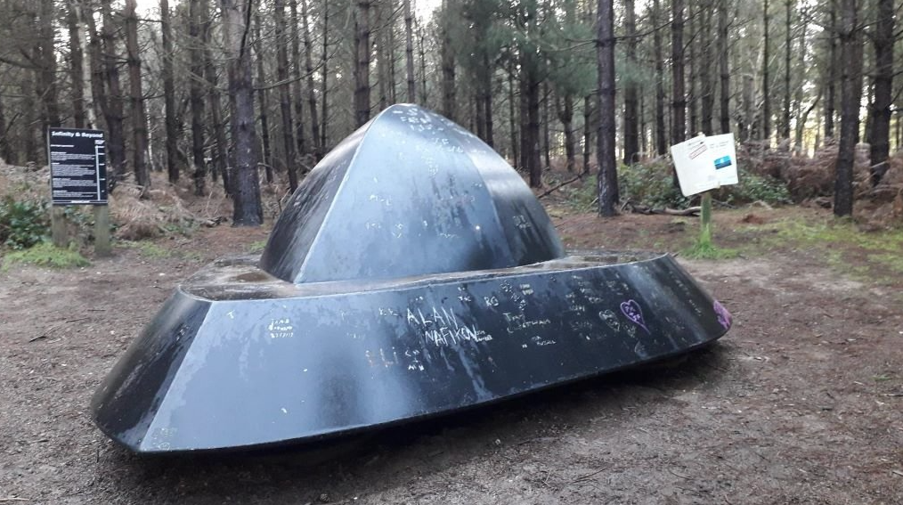 UFO monument in Rendlesham Forest, where the incident occured.